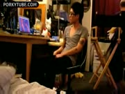 asian jerking in front of roomie